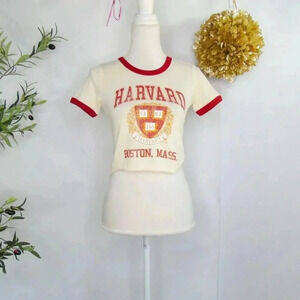 Harvard University Women's Ringer T-Shirt - Size S - 100% Cotton
